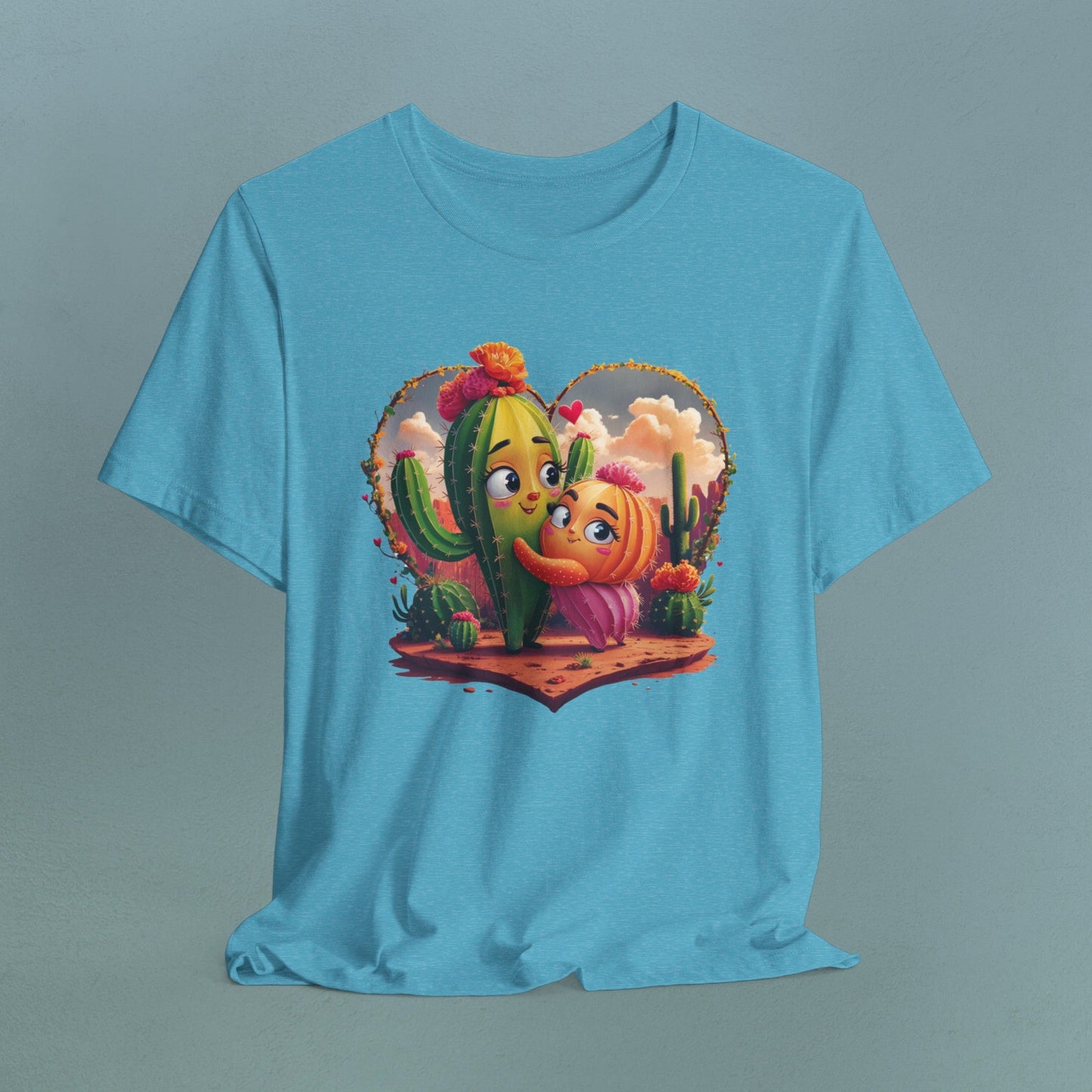 Cartoon Cactuses in love - Unisex Jersey T-Shirt