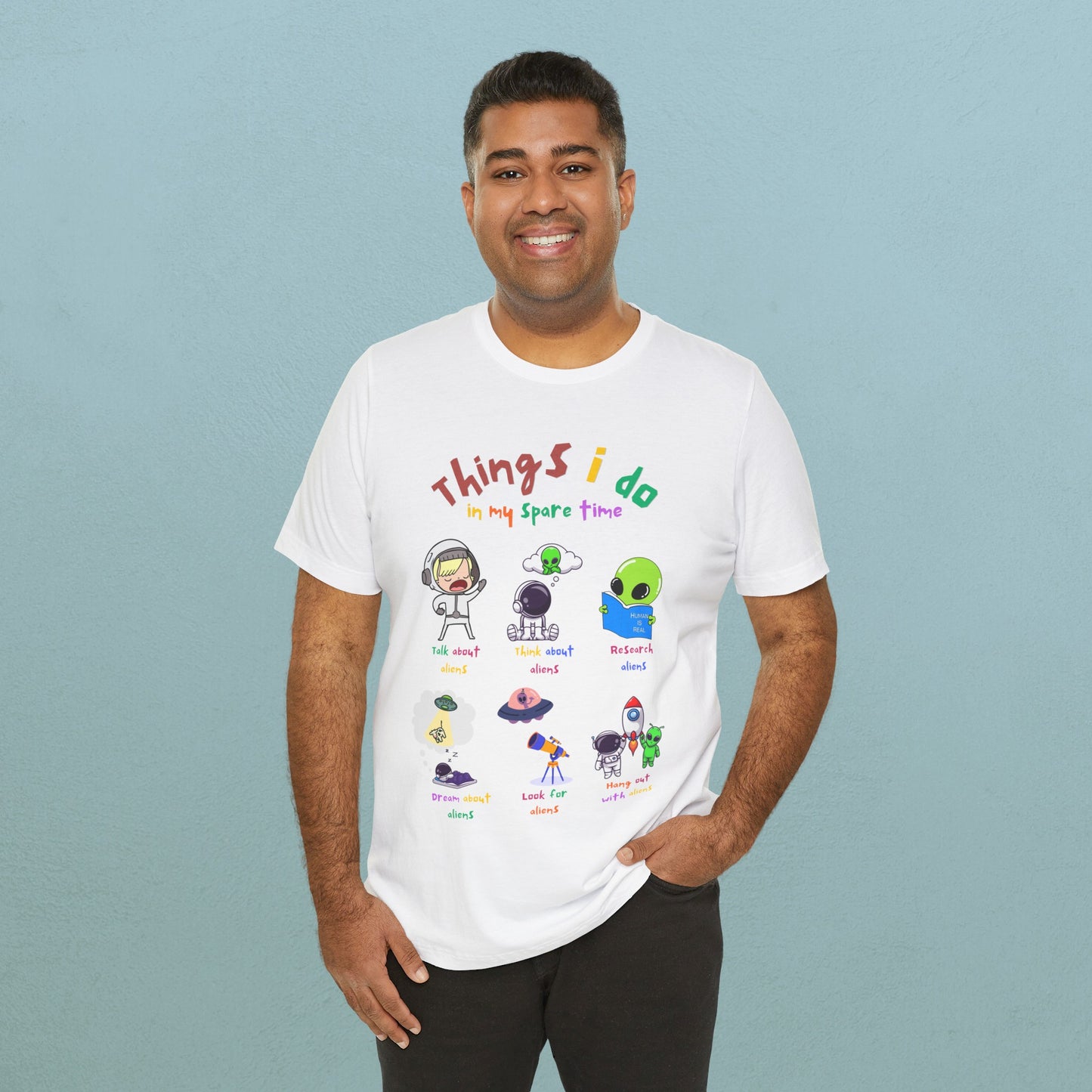 Things I do - playful aliens - Unisex Jersey T-Shirt