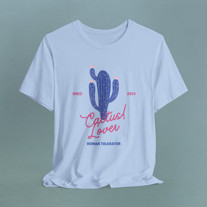 Cactus Lover, human tolerator purple - Unisex Jersey T-Shirt