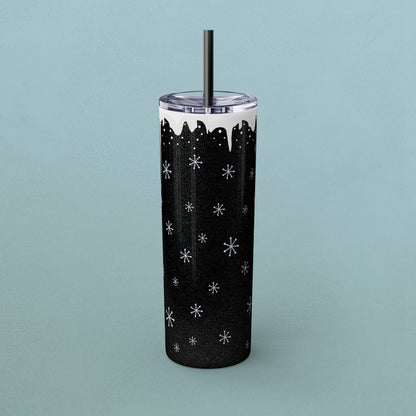 Freezing Cold Like My Soul Skull, Skinny Tumbler with Straw, 20oz