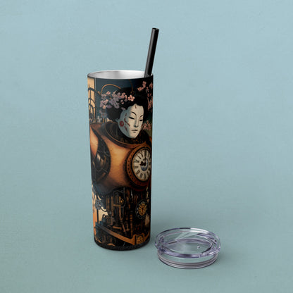 Geisha Cyborg, Skinny Tumbler with Straw, 20oz