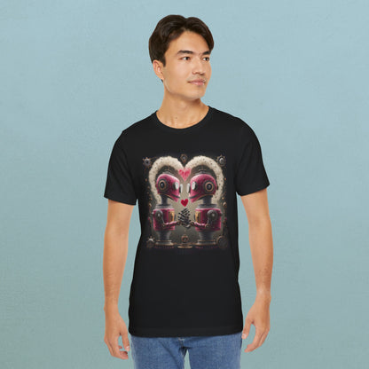 Pink Robots in love - Unisex Jersey T-Shirt