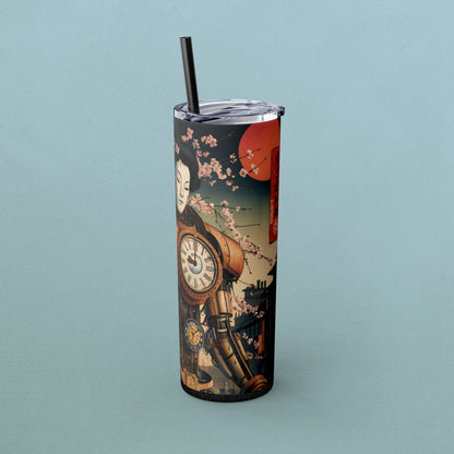 Geisha Cyborg, Skinny Tumbler with Straw, 20oz