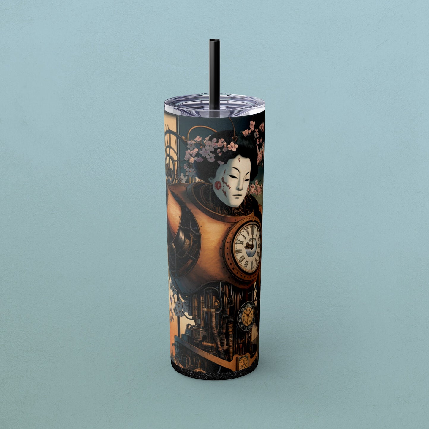 Geisha Cyborg, Skinny Tumbler with Straw, 20oz