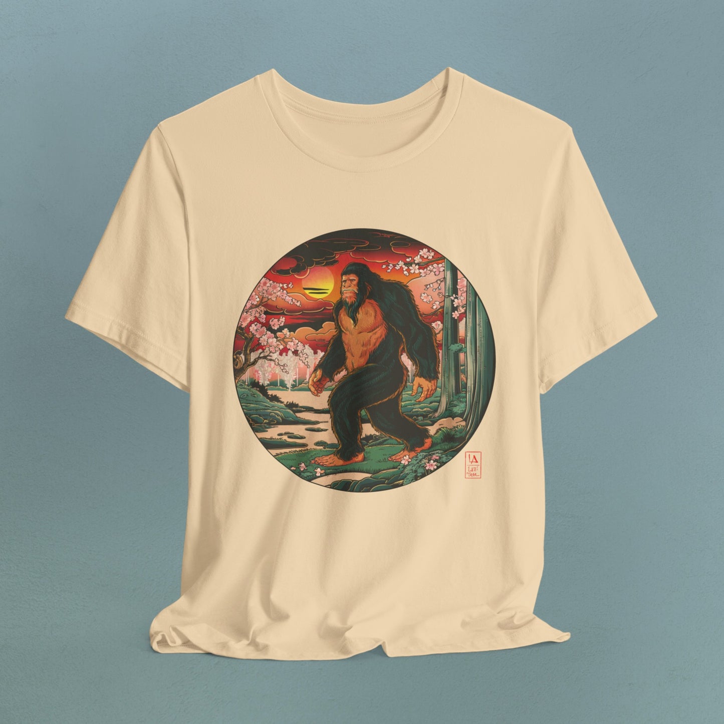 Sasquatch with cherry blossom - Unisex Jersey T-Shirt