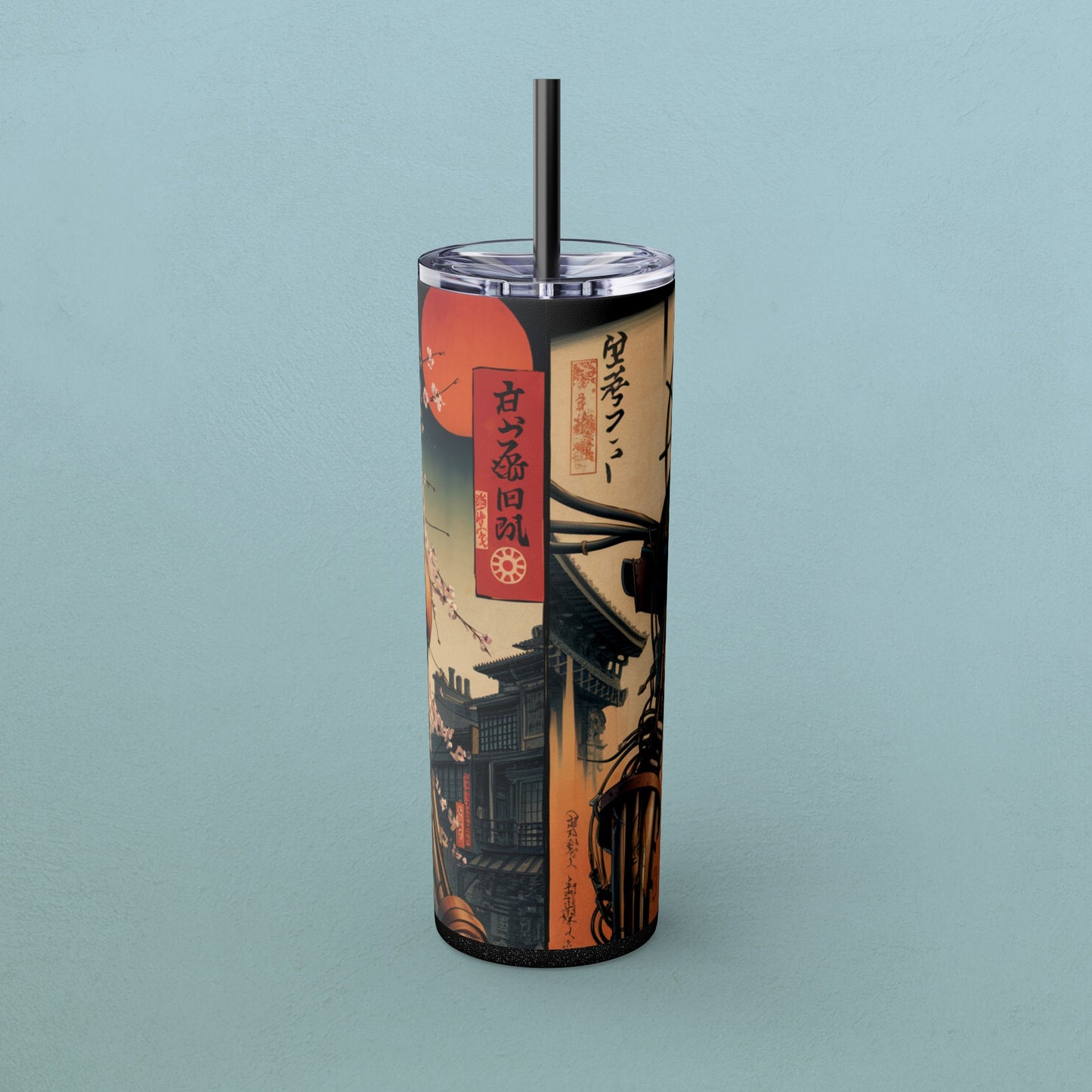 Geisha Cyborg, Skinny Tumbler with Straw, 20oz