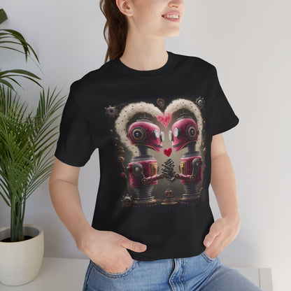 Pink Robots in love - Unisex Jersey T-Shirt